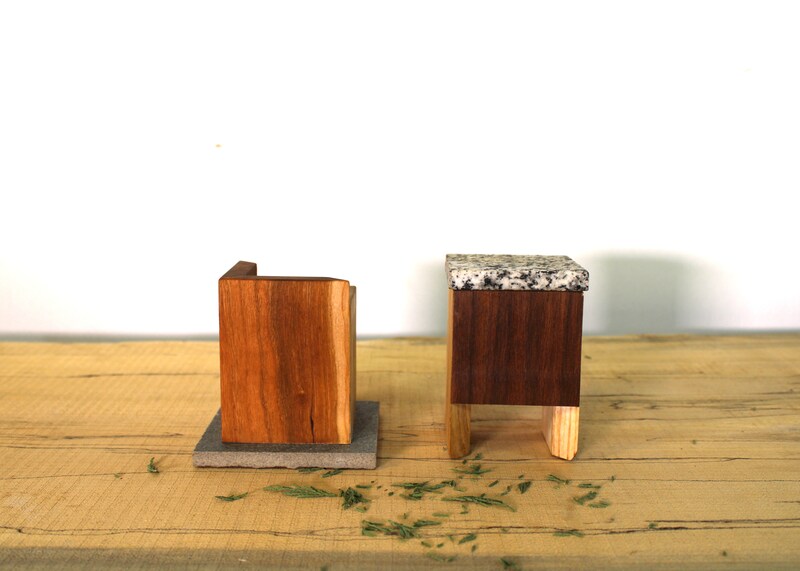 Trinket Box Made from Wood and Stone, Small Keepsake Figurine Box